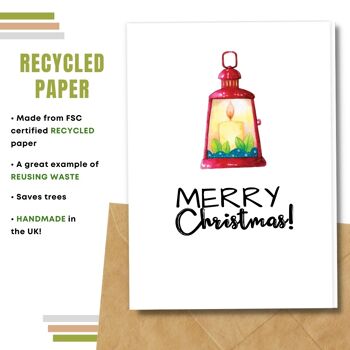 Fait à la main respectueux de l'environnement | Semences plantables ou papier de matière organique Cartes de Noël Lanterne Carte simple 4