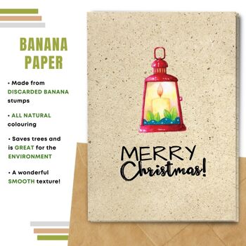 Fait à la main respectueux de l'environnement | Semences plantables ou papier de matière organique Cartes de Noël Lanterne Carte simple 6
