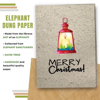 Fait à la main respectueux de l'environnement | Semences plantables ou papier de matière organique Cartes de Noël Lanterne Carte simple 7