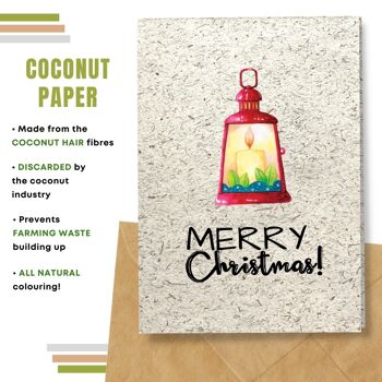 Fait à la main respectueux de l'environnement | Semences plantables ou papier de matière organique Cartes de Noël Lanterne Carte simple 9