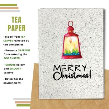 Fait à la main respectueux de l'environnement | Semences plantables ou papier de matière organique Cartes de Noël Lanterne Carte simple 10