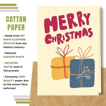 Fait à la main respectueux de l'environnement | Cartes de Noël en papier de graines ou de matières organiques à planter Merry Presents Single Card 3