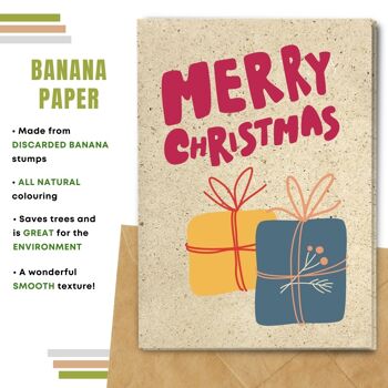 Fait à la main respectueux de l'environnement | Cartes de Noël en papier de graines ou de matières organiques à planter Merry Presents Single Card 6