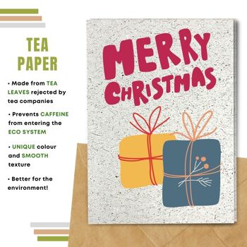 Fait à la main respectueux de l'environnement | Cartes de Noël en papier de graines ou de matières organiques à planter Merry Presents Single Card 7