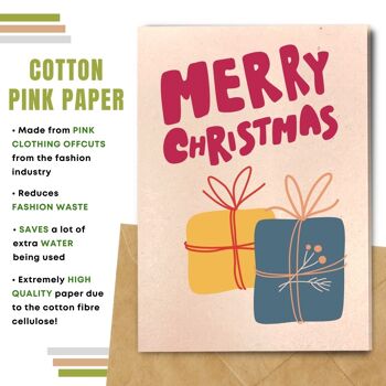 Fait à la main respectueux de l'environnement | Cartes de Noël en papier de graines ou de matières organiques à planter Merry Presents Single Card 11