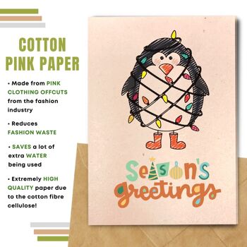 Fait à la main respectueux de l'environnement | Lot de 5 cartes de Noël en papier pour graines à planter ou matériau organique Pingouin 4