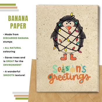 Fait à la main respectueux de l'environnement | Lot de 5 cartes de Noël en papier pour graines à planter ou matériau organique Pingouin 7