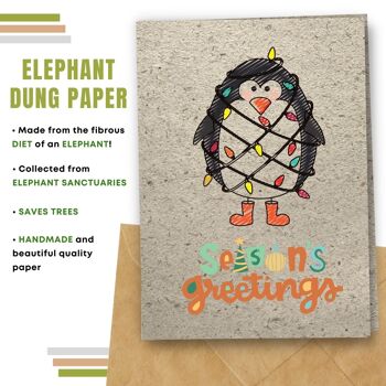 Fait à la main respectueux de l'environnement | Lot de 5 cartes de Noël en papier pour graines à planter ou matériau organique Pingouin 9