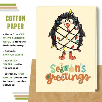 Fait à la main respectueux de l'environnement | Lot de 5 cartes de Noël en papier pour graines à planter ou matériau organique Pingouin 10
