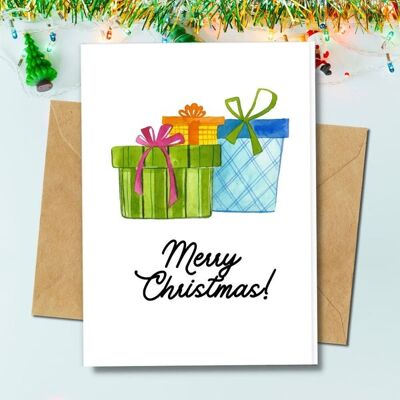 Handmade Eco Friendly | Plantable Seed or Organic Material Paper Christmas Cards Pressies Single Card