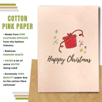 Fait à la main respectueux de l'environnement | Graines plantables ou papier de matière organique Cartes de Noël Carte-cadeau rouge simple 6