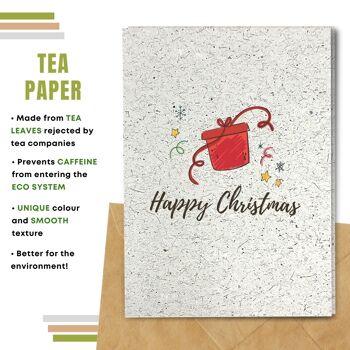 Fait à la main respectueux de l'environnement | Graines plantables ou papier de matière organique Cartes de Noël Carte-cadeau rouge simple 10