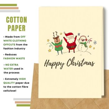 Fait à la main respectueux de l'environnement | Lot de 5 cartes de Noël en papier pour graines à planter ou matériau organique Santa&Friends 3