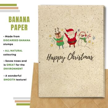 Fait à la main respectueux de l'environnement | Lot de 5 cartes de Noël en papier pour graines à planter ou matériau organique Santa&Friends 6