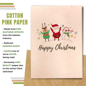 Fait à la main respectueux de l'environnement | Lot de 5 cartes de Noël en papier pour graines à planter ou matériau organique Santa&Friends 7