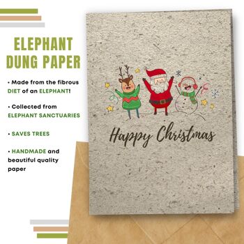 Fait à la main respectueux de l'environnement | Lot de 5 cartes de Noël en papier pour graines à planter ou matériau organique Santa&Friends 8