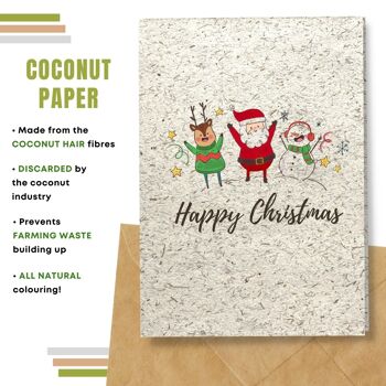 Fait à la main respectueux de l'environnement | Lot de 5 cartes de Noël en papier pour graines à planter ou matériau organique Santa&Friends 9