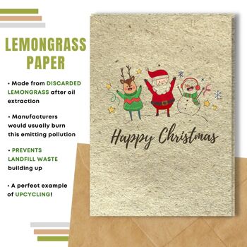 Fait à la main respectueux de l'environnement | Lot de 5 cartes de Noël en papier pour graines à planter ou matériau organique Santa&Friends 10