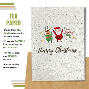 Fait à la main respectueux de l'environnement | Lot de 5 cartes de Noël en papier pour graines à planter ou matériau organique Santa&Friends 11