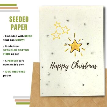 Fait à la main respectueux de l'environnement | Graines plantables ou papier de matière organique Cartes de Noël Shiny Star Single Card 2