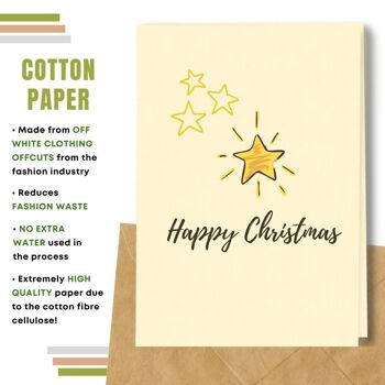 Fait à la main respectueux de l'environnement | Graines plantables ou papier de matière organique Cartes de Noël Shiny Star Single Card 3