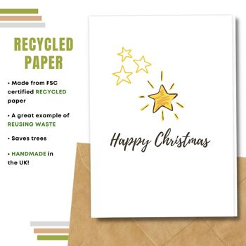 Fait à la main respectueux de l'environnement | Graines plantables ou papier de matière organique Cartes de Noël Shiny Star Single Card 4