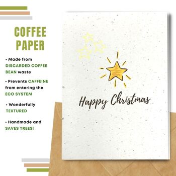 Fait à la main respectueux de l'environnement | Graines plantables ou papier de matière organique Cartes de Noël Shiny Star Single Card 5