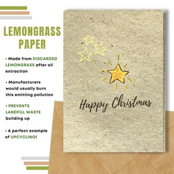 Fait à la main respectueux de l'environnement | Graines plantables ou papier de matière organique Cartes de Noël Shiny Star Single Card 6
