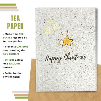 Fait à la main respectueux de l'environnement | Graines plantables ou papier de matière organique Cartes de Noël Shiny Star Single Card 9