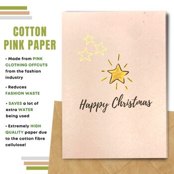 Fait à la main respectueux de l'environnement | Graines plantables ou papier de matière organique Cartes de Noël Shiny Star Single Card 11