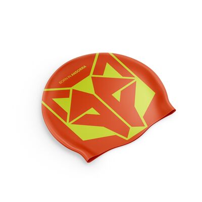 Cuffia da nuoto arancione fluo e giallo fluo