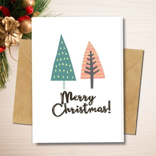 Handmade Eco Friendly | Plantable Seed or Organic Material Paper Christmas Cards Treesmas Pack of 5