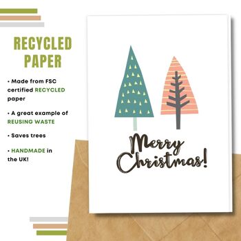 Fait à la main respectueux de l'environnement | Lot de 5 cartes de Noël en papier pour graines ou matières organiques à planter Treesmas 4