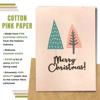 Fait à la main respectueux de l'environnement | Lot de 5 cartes de Noël en papier pour graines ou matières organiques à planter Treesmas 6