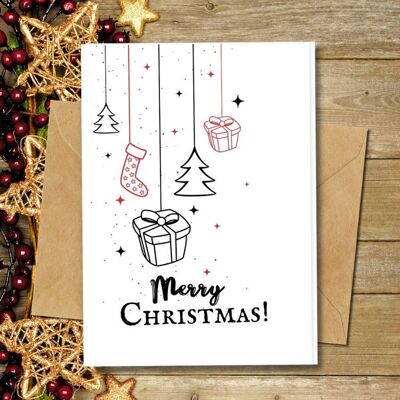 Handmade Eco Friendly | Plantable Seed or Organic Material Paper Christmas Cards Xmas Deco Single Card