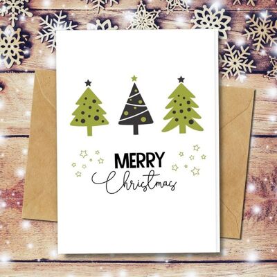 Handmade Eco Friendly | Plantable Seed or Organic Material Paper Christmas Cards Xmas Trees Pack of 5