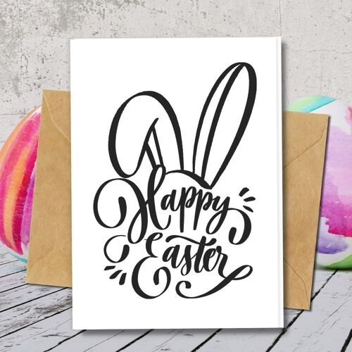 Handmade Eco Friendly | Plantable Seed or Organic Material Paper Easter Cards Bunny Ears Single Card
