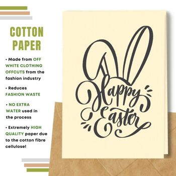 Fait à la main respectueux de l'environnement | Semences plantables ou papier de matière organique Cartes de Pâques Oreilles de lapin Carte unique 3