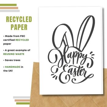 Fait à la main respectueux de l'environnement | Semences plantables ou papier de matière organique Cartes de Pâques Oreilles de lapin Carte unique 7