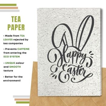 Fait à la main respectueux de l'environnement | Semences plantables ou papier de matière organique Cartes de Pâques Oreilles de lapin Carte unique 8
