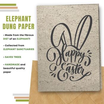 Fait à la main respectueux de l'environnement | Semences plantables ou papier de matière organique Cartes de Pâques Oreilles de lapin Carte unique 10