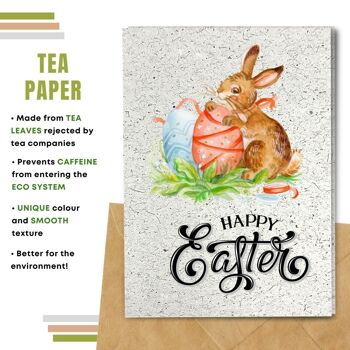 Fait à la main respectueux de l'environnement | Semences à planter ou papier de matière organique Cartes de Pâques Lapin de Pâques Carte simple 11