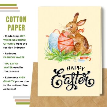 Fait à la main respectueux de l'environnement | Lot de 5 cartes de Pâques en papier pour graines ou matières organiques à planter Lapin de Pâques 6