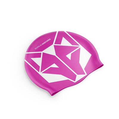 Bonnet de bain rose fluo et blanc