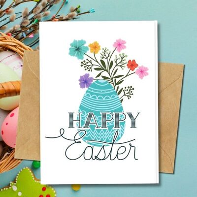 Handmade Eco Friendly | Plantable Seed or Organic Material Paper Easter Cards Easter Egg Pack of 5