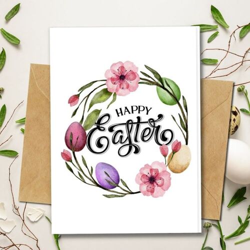 Handmade Eco Friendly | Plantable Seed or Organic Material Paper Easter Cards Easter Garland Single Card