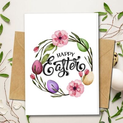 Handmade Eco Friendly | Plantable Seed or Organic Material Paper Easter Cards Easter Garland Pack of 5