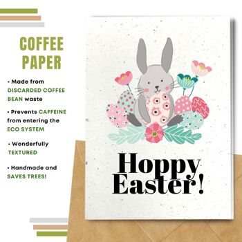 Fait à la main respectueux de l'environnement | Lot de 5 cartes de Pâques en papier pour graines à planter ou matériau organique Hoppy Easter 3
