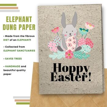 Fait à la main respectueux de l'environnement | Lot de 5 cartes de Pâques en papier pour graines à planter ou matériau organique Hoppy Easter 5