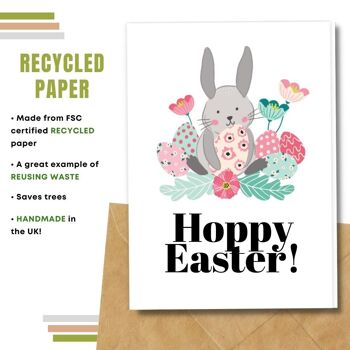 Fait à la main respectueux de l'environnement | Lot de 5 cartes de Pâques en papier pour graines à planter ou matériau organique Hoppy Easter 9